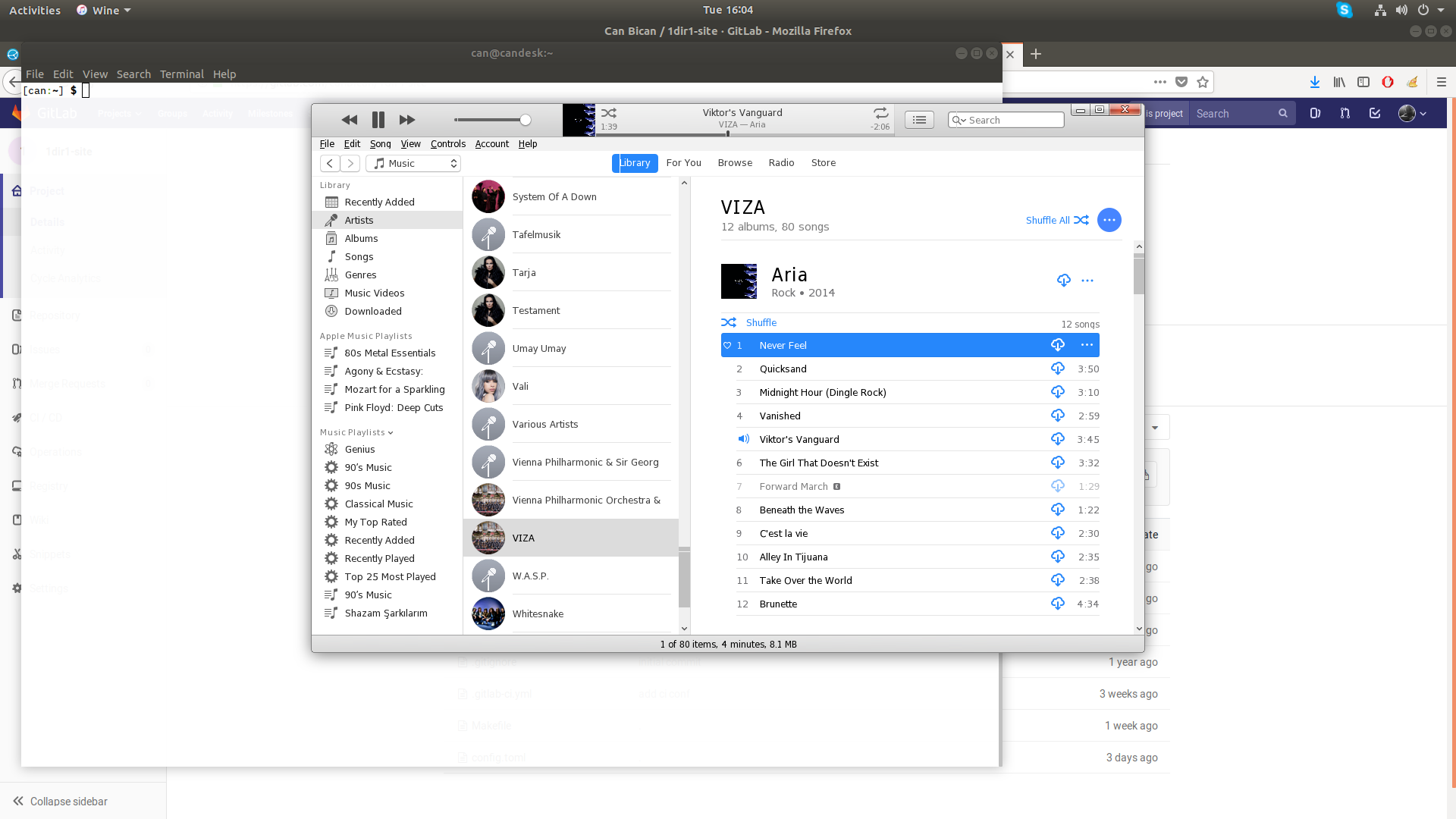 Screenshot of iTunes on Ubuntu 18.04